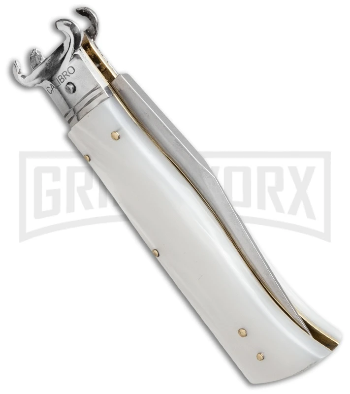 AGA Campolin White Shot Shell Puller Calibro Humpback Auto Knife - Polish Plain 2 AGA Campolin White Shot Shell Puller Calibro Humpback Auto Knife - Polish Plain - Image 2